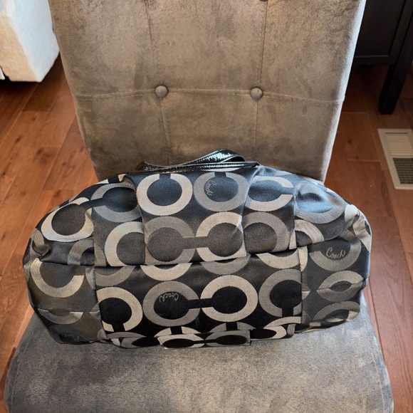 Coach 20244 Madison Black Grey Canvas Tote Handbag Shoulder Bag - Picture 5 of 9